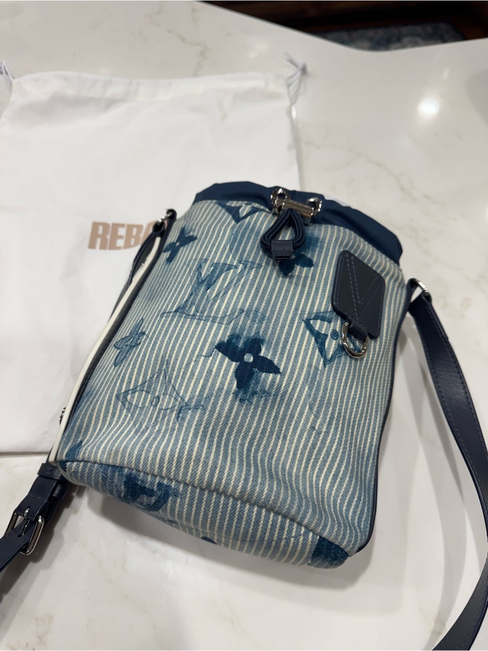 Louis Vuitton Bag Sac Marin Limited Edition Monogram Watercolor Denim & Stripes